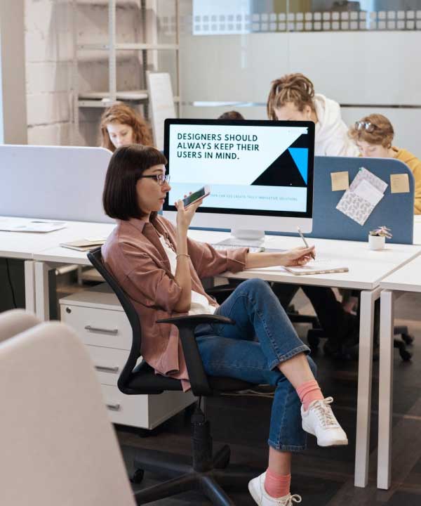 girl sitting in office